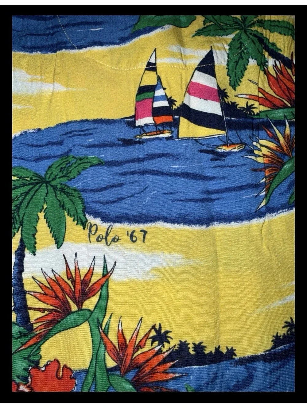 Polo Ralph Lauren ‘67 Boys Sz 5 Tropical Print Camp Shirt w/Embroidered Pony New